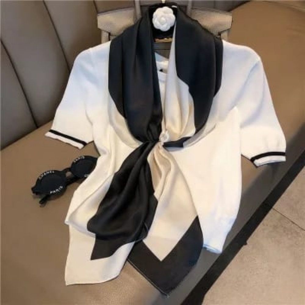 Miss Ruby - Black and cream Square Scarf - Picture 2 of 2
